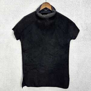 Marie Saint Pierre Mini Dress Womens 2 Black Short Sleeve Wool Lagenlook Artsy